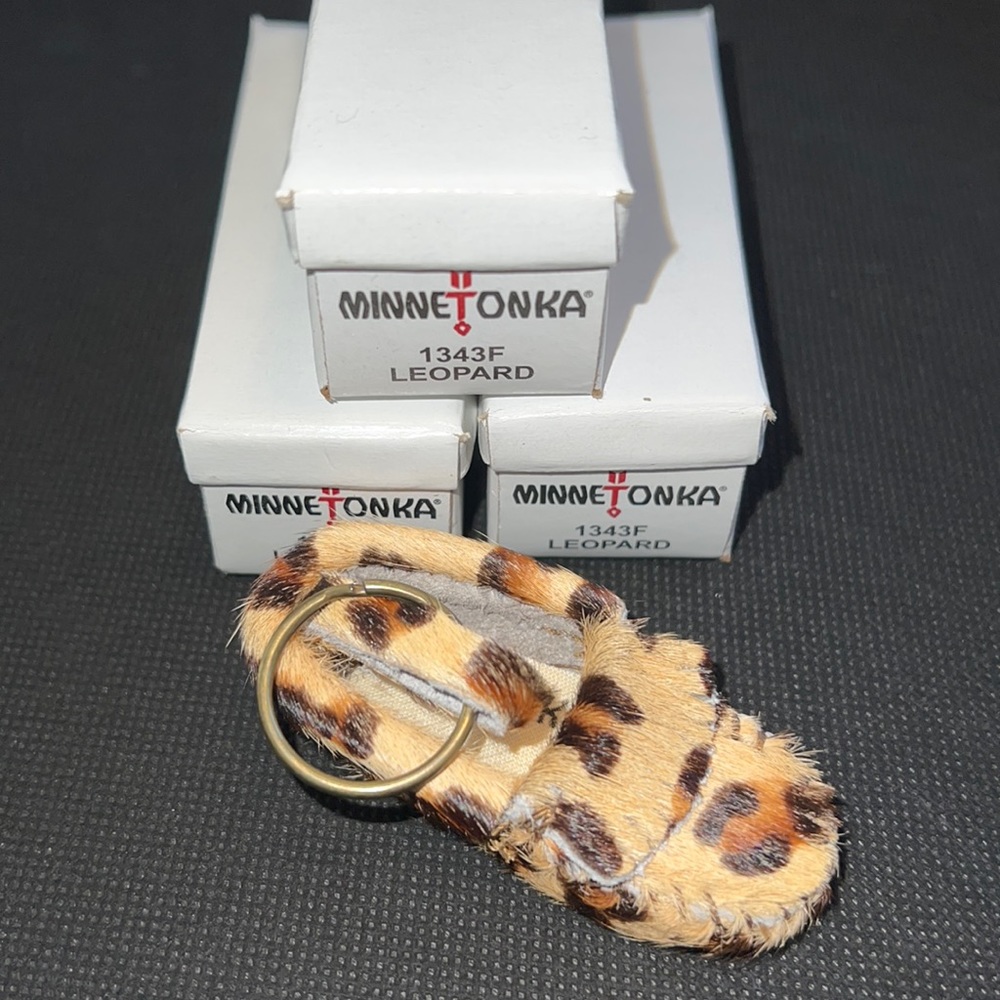 Rare NIB MINNETONKA Mini Moc Key Rings Leopard three boxes